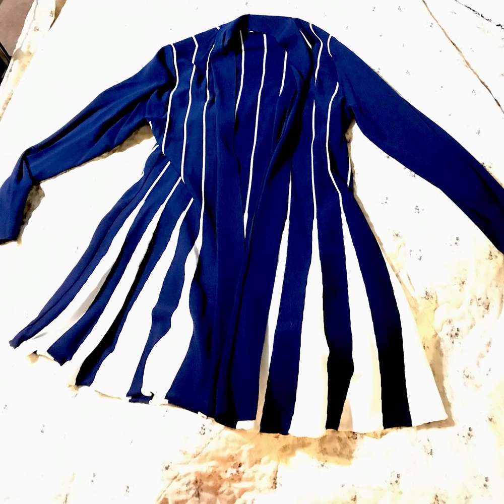 Slimming Navy blue and white long cardigan medium